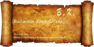 Balassa Koppány névjegykártya